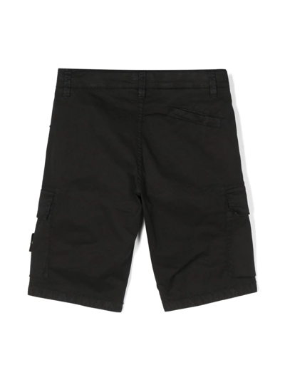Stone Island Navy Stretch Cotton Tela Paracadute Shorts In Black
