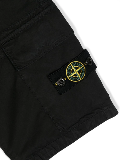 Stone Island Navy Stretch Cotton Tela Paracadute Shorts In Black
