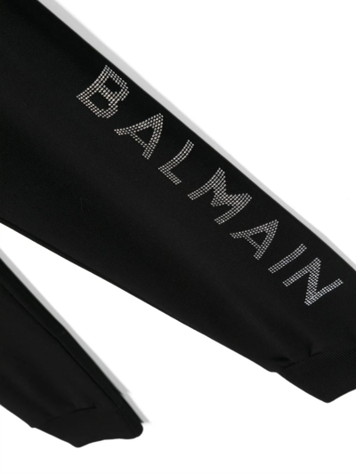 Shop Balmain Pantaloni Sportivi Con Logo Impreziosito In Black
