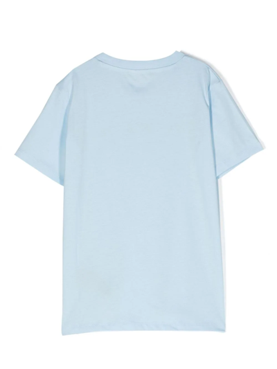 Shop Balmain T-shirt Con Logo Stampato In Light Blue