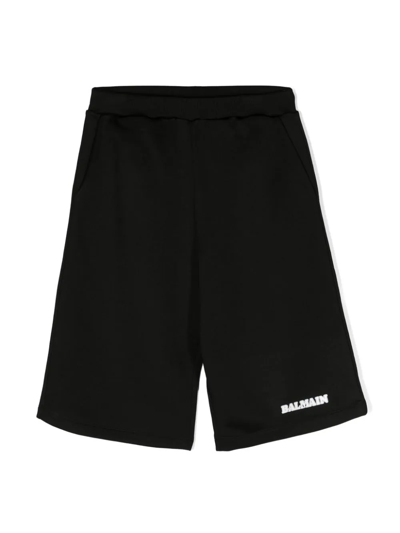 Shop Balmain Shorts Con Logo Stampato In Black