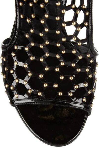 Shop Tamara Mellon Submission Studded Patent-leather Sandals In Black