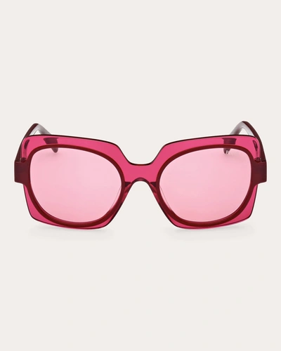 Shop Emilio Pucci Women's Shiny Transparent Bordeaux Square Sunglasses In Pink