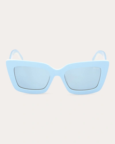 Shop Emilio Pucci Women's Shiny Azure & Blue Turquoise Square Sunglasses