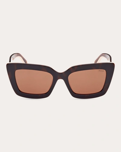 Shop Emilio Pucci Women's Shiny Havana & Brown Square Sunglasses In Shiny Havana/blonde