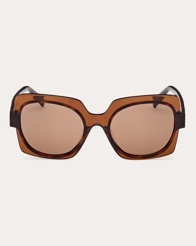 Shop Emilio Pucci Women's Blonde Havana Transparent & Light Brown Square Sunglasses