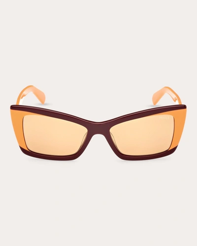 Shop Emilio Pucci Women's Burgundy & Orange Geometric Sunglasses In Burgundy/orange