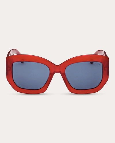 Shop Emilio Pucci Women's Shiny Red & Blue Geometric Sunglasses In Red/blue
