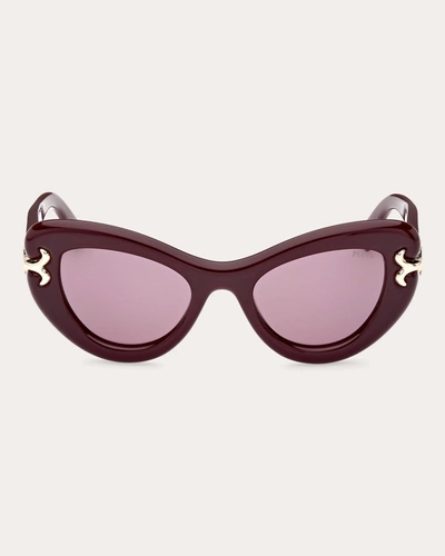 Shop Emilio Pucci Women's Dark Purple & Pink Cat-eye Sunglasses In Dark Purple/pink