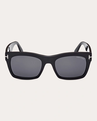 Shop Tom Ford Women's Shiny Black & Smoke Nico Square Sunglasses In Black/smoke