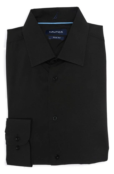 Shop Nautica Slim Fit Stretch Dress Shirt In Black