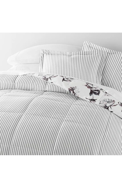 Shop Ienjoy Home Magnolia Stripe Reversible 3-piece Comforter Set In Gray
