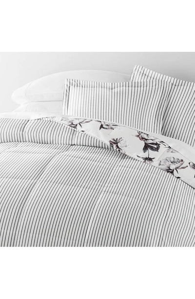 Ienjoy Home Magnolia Stripe Reversible 3-piece Comforter Set In Gray
