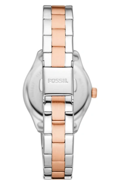Shop Fossil Two-tone Stainless Steel Quartz Bracelet Watch, 30mm In Silver