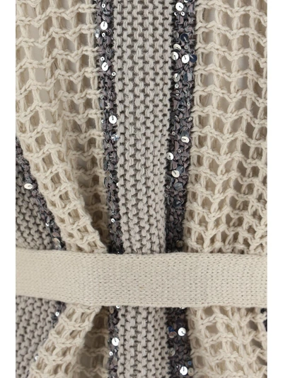 Shop Brunello Cucinelli Knitwear In White Beige+grigio+argento+quarzo