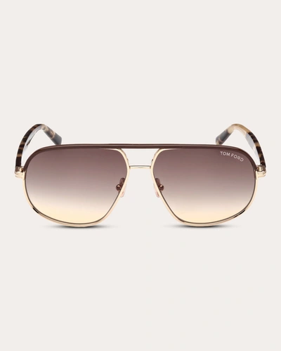 Shop Tom Ford Women's Shiny Rose Havana & Brown Gradient T-logo Pilot Sunglasses In Pink