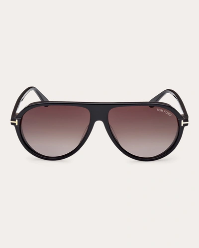 Shop Tom Ford Women's Shiny Black & Smoke Gradient Eco T-logo Pilot Sunglasses