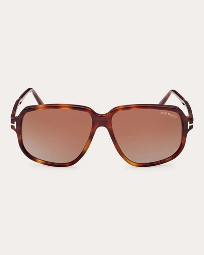 Shop Tom Ford Women's Shiny Blonde Havana & Brown Gradient T-logo Square Sunglasses