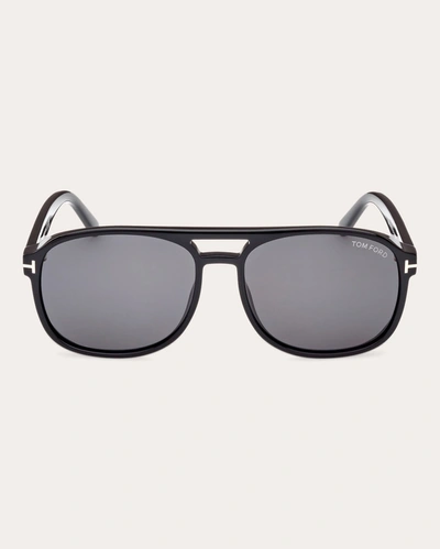 Shop Tom Ford Women's Shiny Black & Smoke Gradient Eco T-logo Navigator Sunglasses