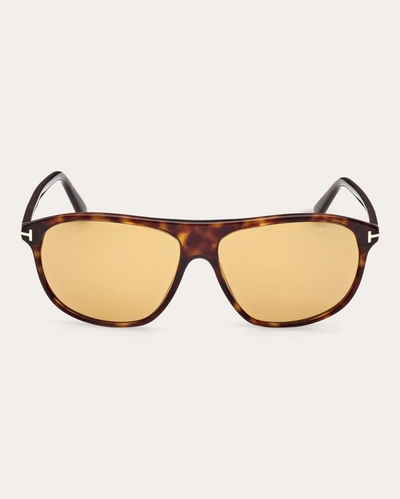 Shop Tom Ford Women's Shiny Dark Havana & Amber T-logo Square Sunglasses In Brown