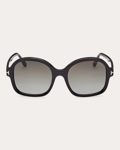 Shop Tom Ford Women's Shiny Black & Smoke Gradient Eco T-logo Butterfly Sunglasses