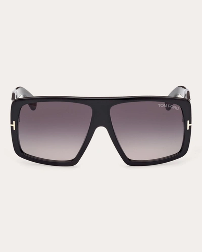 Shop Tom Ford Women's Shiny Black & Smoke Gradient Eco T-logo Square Sunglasses