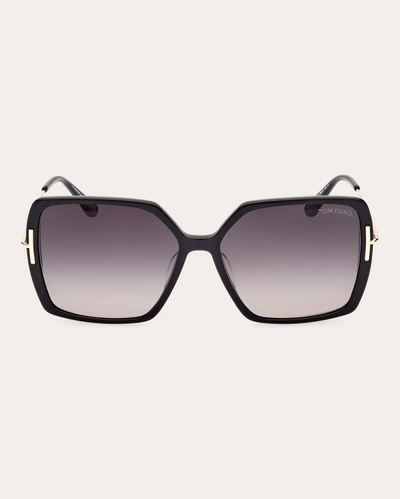 Shop Tom Ford Women's Shiny Black & Smoke Gradient T-logo Butterfly Sunglasses