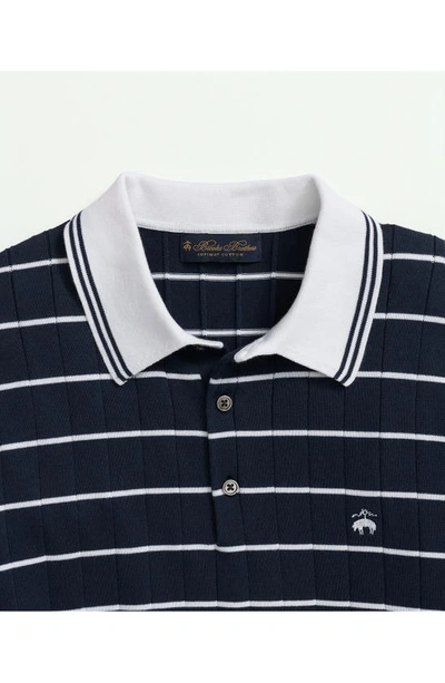 Shop Brooks Brothers Archive Supima® Cotton Tennis Polo Sweater In Navy Stripe