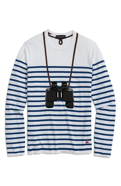 Shop Brooks Brothers Maritime Binoculars Supima® Cotton Sweater In White/ Binoculars