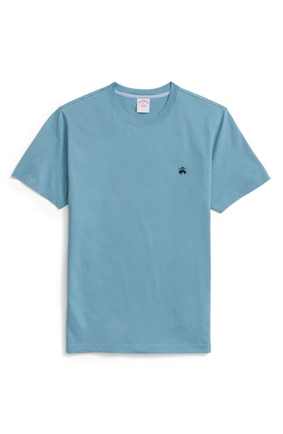 Shop Brooks Brothers Logo Embroidered Supima® Cotton T-shirt In Adriatic Blue
