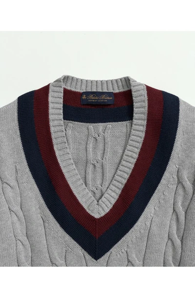 Shop Brooks Brothers Supima® Cotton Tennis Sweater In Grey Heather