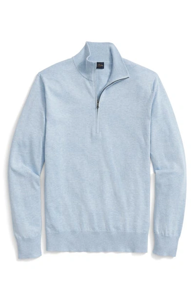 Shop Brooks Brothers Half Zip Supima® Cotton Sweater In Light Blue Heather