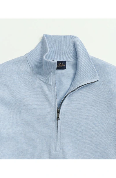 Shop Brooks Brothers Half Zip Supima® Cotton Sweater In Light Blue Heather