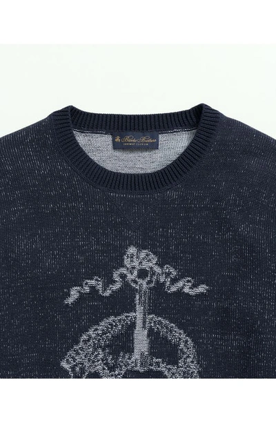 Shop Brooks Brothers Plaited Fleece Sporty Sweater In Indigo Fleece