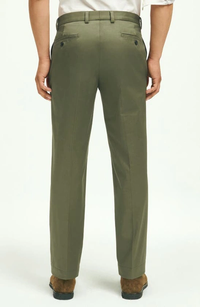Shop Brooks Brothers Flat Front Stretch Chinos In Ivy Green