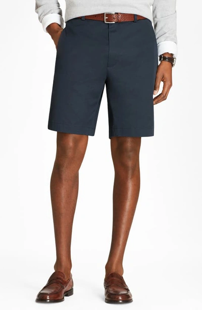Shop Brooks Brothers Flat Front Stretch Chino Shorts In Navy