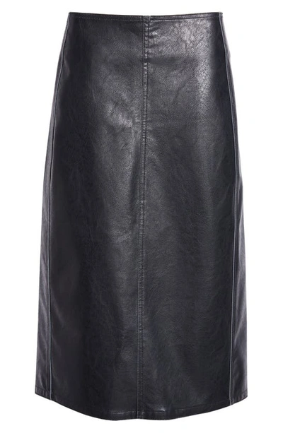 Shop Diesel O-taten Faux Leather Midi Skirt In Ebony