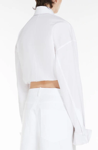 Shop Sportmax Drawstring Hem Cotton Poplin Shirt In Optical White