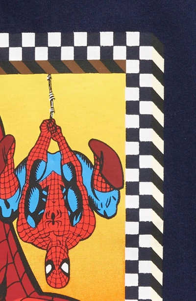 Shop Treasure & Bond Kids' Graphic T-shirt In Navy Spiderman Check