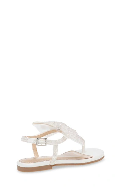 Betsey Johnson Little And Big Girls Sasha T-strap Sandals With Bow Detail In Pearl