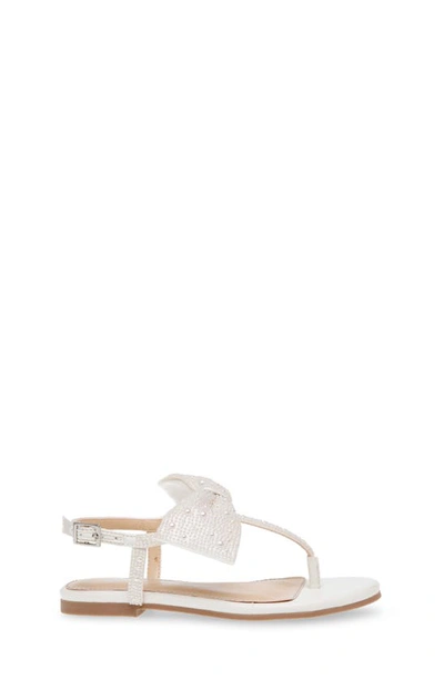 Betsey Johnson Little And Big Girls Sasha T-strap Sandals With Bow Detail In Pearl