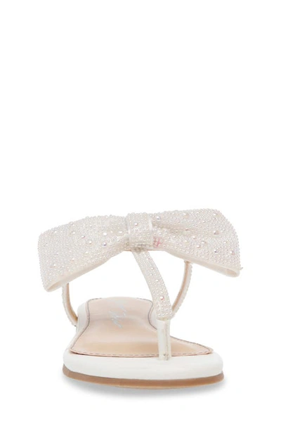 Betsey Johnson Little And Big Girls Sasha T-strap Sandals With Bow Detail In Pearl