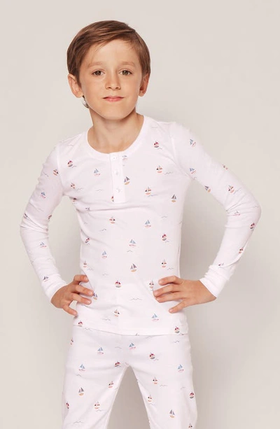 Petite Plume Kids' Print Fitted Two-piece Pima Cotton Pajamas In White