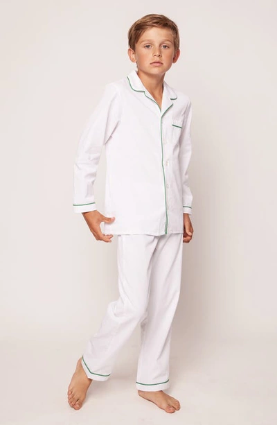 Petite Plume Kids' Piped Two-piece Pajamas In White