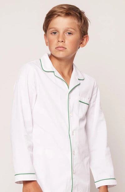 Petite Plume Kids' Piped Two-piece Pajamas In White
