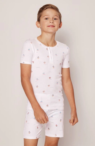 Petite Plume Kid's Pima Cotton Snug Fit Pajama Short Set In White