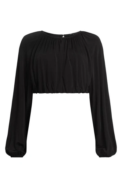 Shop Allsaints Casandra Long Sleeve Crop Top In Black