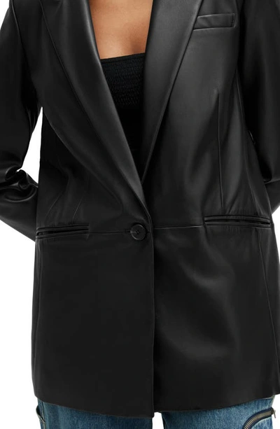 Shop Allsaints Deri Leather Blazer In Black