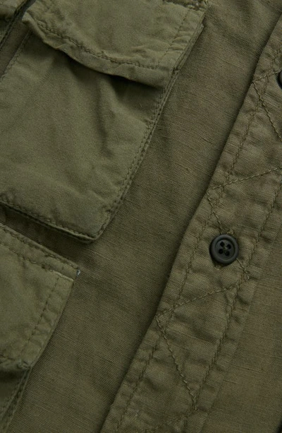 Shop Alpha Industries Linen & Cotton Button-up Utility Shirt In Green