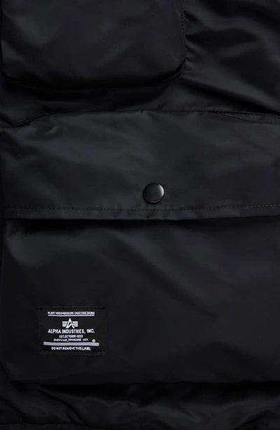 Shop Alpha Industries Short Sleeve Zip-up Satin Flight Jacket In Black